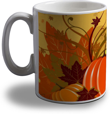 

Artifa Leaf And Pumpkin Porcelain, Ceramic Mug(350 ml), Multicolor