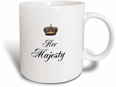 

3dRose mug_112870_1 Her Majesty Part of a His and Hers Mr and Mrs Couple Gift Set Funny Princess Queen Fun Humor Ceramic, 11-Ounce Ceramic Mug(60 ml), Multicolor