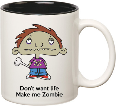 

HuppmeGift Zombie Inner Black Ceramic Mug(350 ml), Black;white