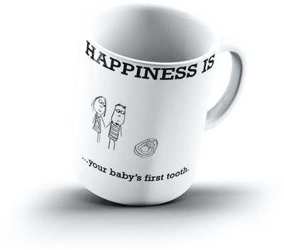 

Ucard Happiness Is1268 Bone China, Ceramic, Porcelain Mug(325 ml), Multicolor