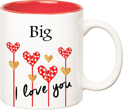

Huppme I Love You Big Inner Red (350 ml) Ceramic Mug(350 ml), Red;white