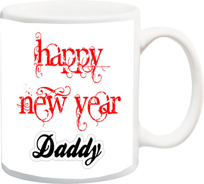 

ME&YOU Gift for Father/Dad/papa;Happy new year Daddy red printed Ceramic Mug(325 ml), Multicolor