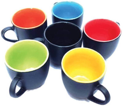 

PFUMART C000A23 Ceramic Mug(130 ml, Pack of 6), Multicolor