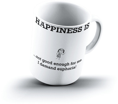

Ucard Happiness Is1402 Bone China, Ceramic, Porcelain Mug(325 ml), Multicolor