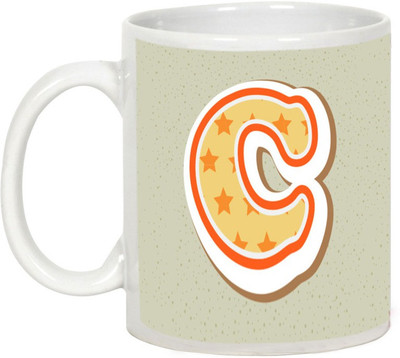 

AllUPrints Colorful Alphabet Letters "C" Ceramic Mug(325 ml), White