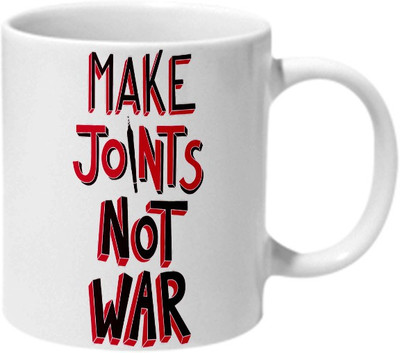 

Mooch Wale Make Joint Not War White Baground Ceramic Mug(325 ml), Multicolor