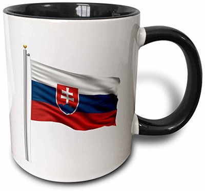 

3dRose mug_157266_4 Flag of Slovakia on a Flag Pole Over White Slovakian Two Tone Black, 11 oz, Black/White Ceramic Mug(60 ml)