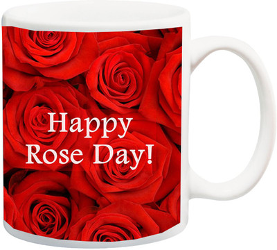 

ME&YOU Gift for Husband/Wife/Boyfriend/Girlfriend/lover;Happy Rose Day! Red roses Printed Ceramic Mug(325 ml), Multicolor