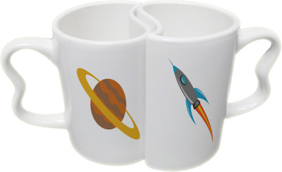 

Ucard Valentines Day Space Ship to Planet Couple Bone China, Ceramic, Porcelain Mug(325 ml), Multicolor
