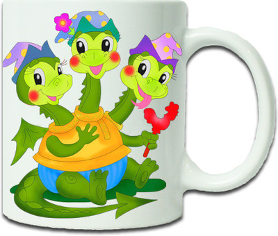 

Maison N Mode Three Face Coffee Ceramic Mug(330 ml), Multicolor