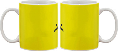 

Artifa Moustache Smiley Porcelain, Ceramic Mug(350 ml), Multicolor
