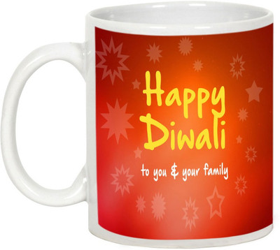

AllUPrints Gifts For Diwali - Wishes To You And Family On Diwali Ceramic Mug(325 ml), White