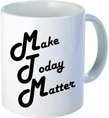 

Rikki Knight Knight Make Today Matter Inspirational Ceramic Coffee Cups, 11 oz, White Ceramic Mug(60 ml), Multicolor