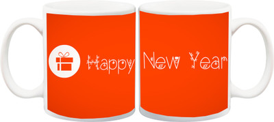 

ME&YOU Corporate New Year Gifts for Boss and Co Workers Ceramic Mug(325 ml, Pack of 2), Orange