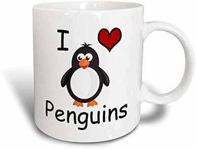 

3dRose I Love Penguins Animal Humor Penguin Lovers Ceramic, 15-Ounce Ceramic Mug(60 ml), Multicolor