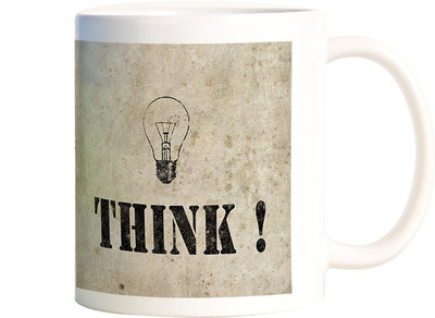 

Rangeele Inkers Think Bulb Ceramic Mug(300 ml), Multicolor