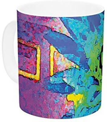

Kess InHouse InHouse Anne LaBrie Wild Lotus Blue Flower Ceramic Coffee, 11 oz, Multicolor Ceramic Mug(60 ml)
