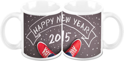 

Homesogood New Year Party Theme (Set Of 2) Ceramic Mug(325 ml, Pack of 2)