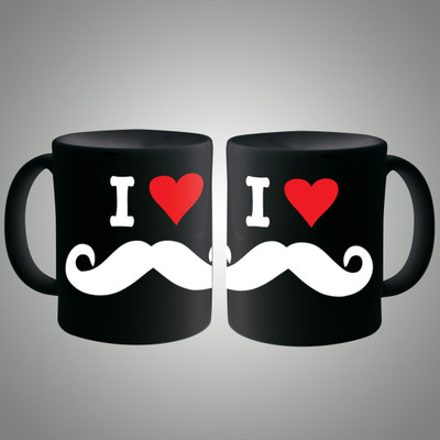 

Posterboy I love Moustache - Bk Ceramic Mug(350 ml), Multicolor