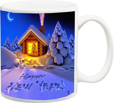 

ME&YOU Gift for mother/father/brother/sister/wife/husband/ boyfriend/girlfriend/friend/lover:Happy New Year house printed Ceramic Mug(325 ml), Multicolor