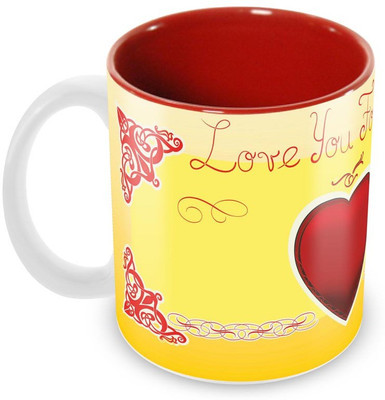 

Tuelip Beautiful Printed Love You Forever Inner Red For Tea And Coffee Ceramic Mug(350 ml), Multicolor