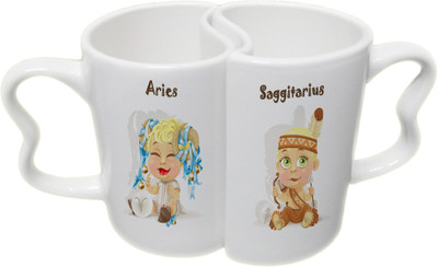 

Ucard Aries and Saggitarius Zodiac Sign Valentines Day Couple Bone China, Ceramic, Porcelain Mug(325 ml), Multicolor