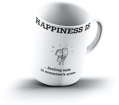 

Ucard Happiness Is1198 Bone China, Ceramic, Porcelain Mug(325 ml), Multicolor