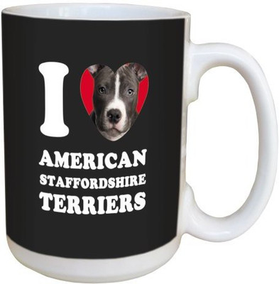 

Tree Free Free Greetings LM44994 I Heart American Staffordshire Terriers Ceramic with Full-Sized Handle, 15-Ounce, Black and White Ceramic Mug(60 ml), Multicolor