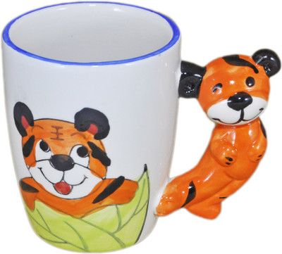 

Babysid Collections Porcelain Animal Tiger Porcelain Mug(150 ml), Multicolor