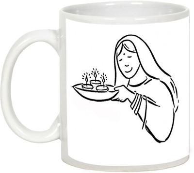 

AllUPrints Gifts For Deepawali - Enjoy The Diwali Festive Season Ceramic Mug(325 ml), White