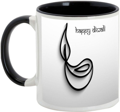 

AllUPrints Diwali Gifts - Lets Together Celebrate The Festival Of Lights Ceramic Mug(325 ml), Black