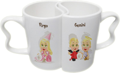 

Ucard Virgo and Gemini Zodiac Sign Valentines Day Couple Bone China, Ceramic, Porcelain Mug(325 ml), Multicolor