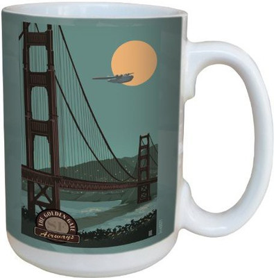 

Tree-Free Greetings Greetings lm43071 Vintage Golden Gate Bridge San Francisco Clipper by Mike Rangner Ceramic, 15-Ounce, Multicolored Ceramic Mug(60 ml), Multicolor