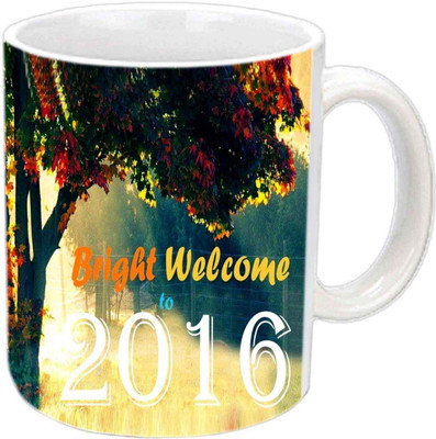 

Raj Laxmi Nature welcome new eve Ceramic Mug(350 ml), White