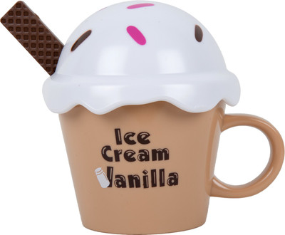 

ROCK THE PARTY ICE-CREAM CUP Plastic Mug(200 ml), Brown;white