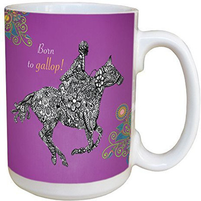 

Tree-Free Greetings Greetings 45829 Emily Hunter-Higgins Born to Gallop Ceramic with Full-Sized Handle, 15-Ounce Ceramic Mug(60 ml), Multicolor