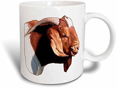 

3dRose Boer Doe Goat Head Ceramic, 15-Ounce Ceramic Mug(60 ml), Multicolor