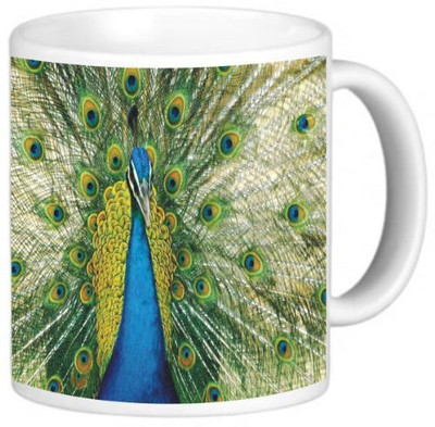 

Rikki Knight LLC Knight Photo Quality Ceramic Coffee, 11 oz, Peacock Ceramic Mug(60 ml), Multicolor