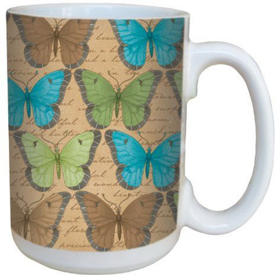 

Tree-Free Greetings Greetings 79233 Butterfly Bliss by Debbie Mumm Ceramic with Full-Sized Handle, 15-Ounce Ceramic Mug(60 ml), Multicolor