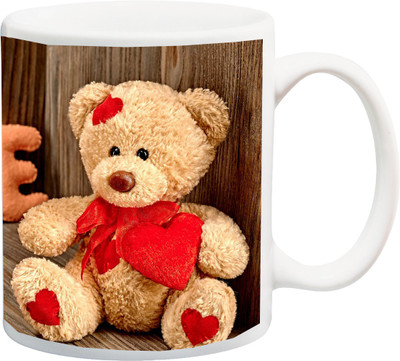 

ME&YOU Gift for Husband/Wife/Girlfriend/Boyfriend Lover;Love Teddybear printed Ceramic Mug(325 ml), Multicolor