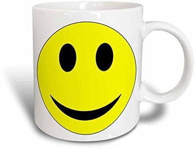 

3dRose mug_52785_1 Yellow Happy Face Cheerful Art Ceramic, 11-Ounce Ceramic Mug(60 ml), Multicolor