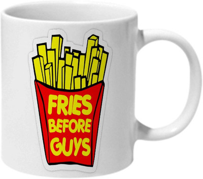 

Mooch Wale Fries Before Guys Stickers Ceramic Mug(325 ml), Multicolor