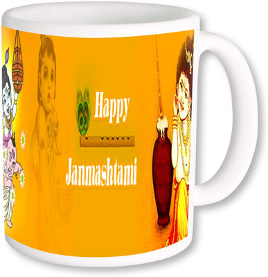 

PhotogiftsIndia Krishna Janmastmi In Yellow Background Ceramic Mug(325 ml), Multicolor