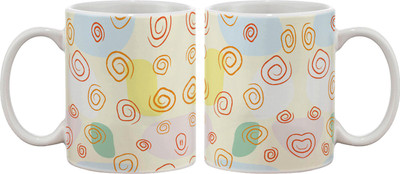 

Artifa Spiral Doodles Design Porcelain, Ceramic Mug(350 ml), Multicolor