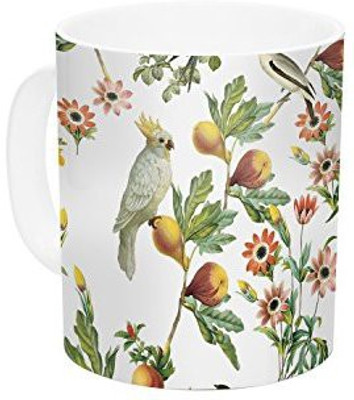 

Kess InHouse InHouse Debora Chodik Black Bird Rapport Orange Green Ceramic Coffee, 11 oz, Multicolor Ceramic Mug(60 ml)