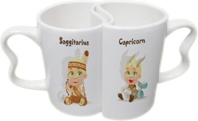 

Ucard Saggitarius and Capricorn Zodiac Sign Valentines Day Couple Bone China, Ceramic, Porcelain Mug(325 ml), Multicolor