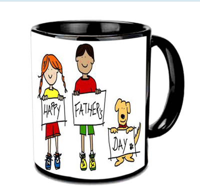 

Raj Laxmi Cartoon Character Fathers Day Wishes Multicolor Ceramic Mug(3.5 ml), Black