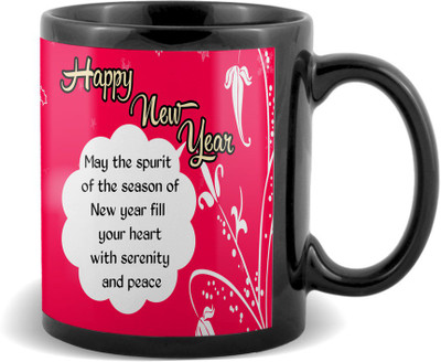 

SKY TRENDS Happy new year multiple colour heart touching gifts for gifts for boyfriend girlfriend friend Ceramic Mug(320 ml), Black