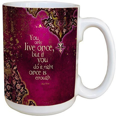 

Tree-Free Greetings Greetings 45561 Angi and Silas You Only Live Once Ceramic with Full-Sized Handle, 15-Ounce Ceramic Mug(60 ml), Multicolor