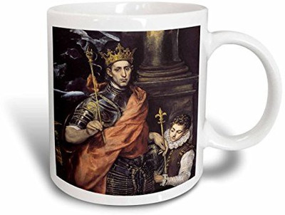

3dRose mug_169909_1 Saint Louis, King of France, with a Page, C 1590 by El Greco Ceramic, 11 oz, White Ceramic Mug(60 ml), Multicolor